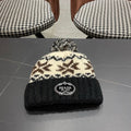 PRA 25 FAIR ISLE JACQUARD WOOL KNITTED BLACK HAT 822424