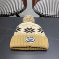PRA 25 FAIR ISLE JACQUARD WOOL KNITTED BROWN HAT 822425