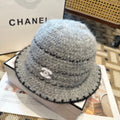 Chanel New Autumn/Winter Wool Blend Knit Bucket Grey Hat 960029