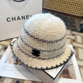 Chanel New Autumn/Winter Wool Blend Knit Bucket White Hat 960030