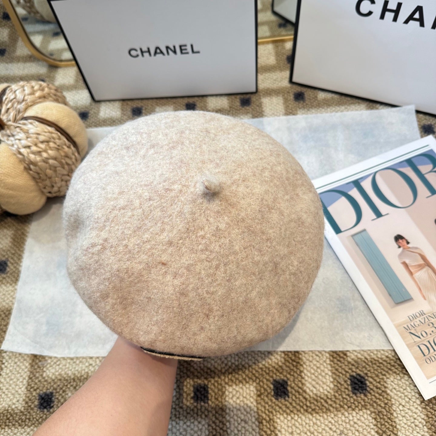 Chanel New Wool Beret Brown 960041