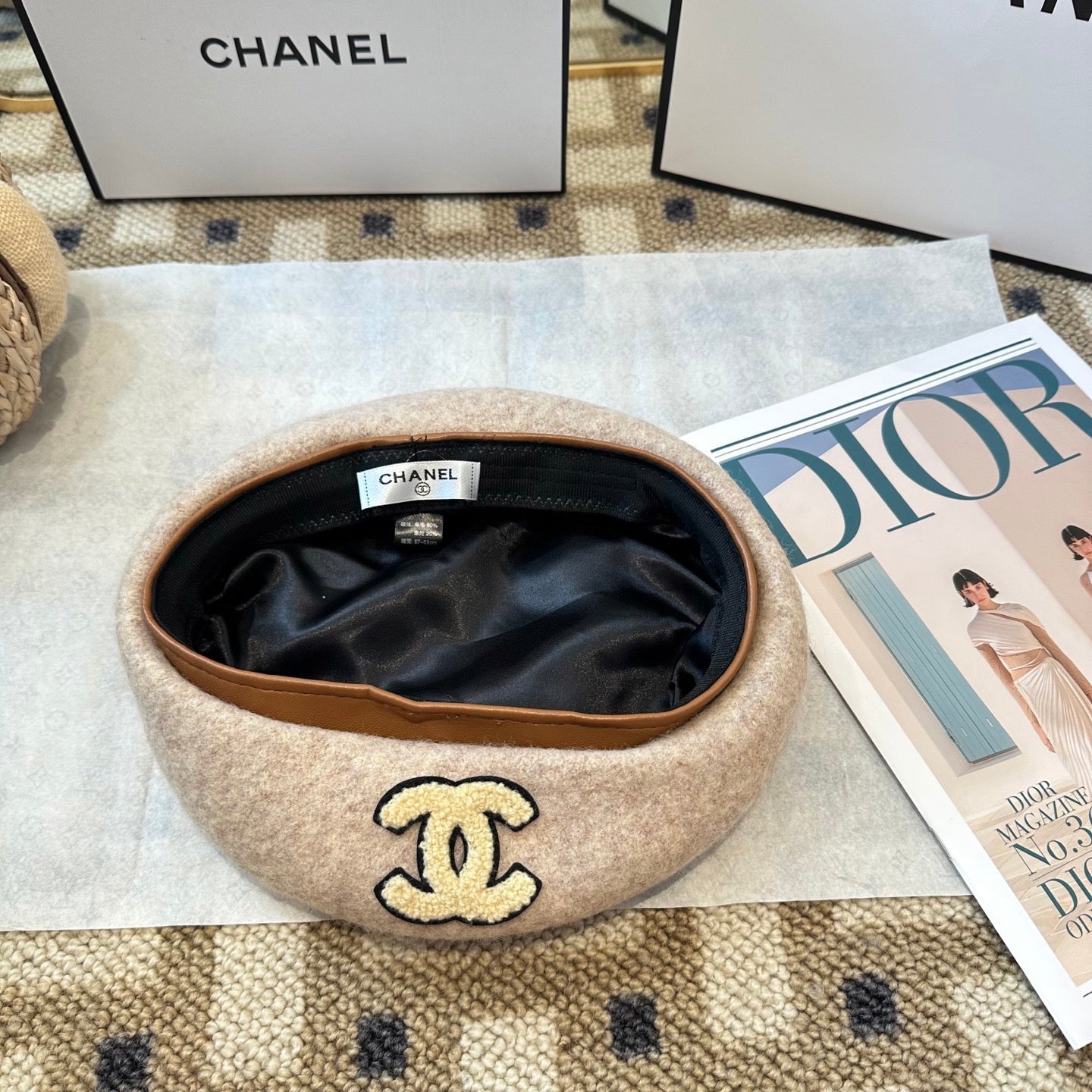 Chanel New Wool Beret Brown 960041