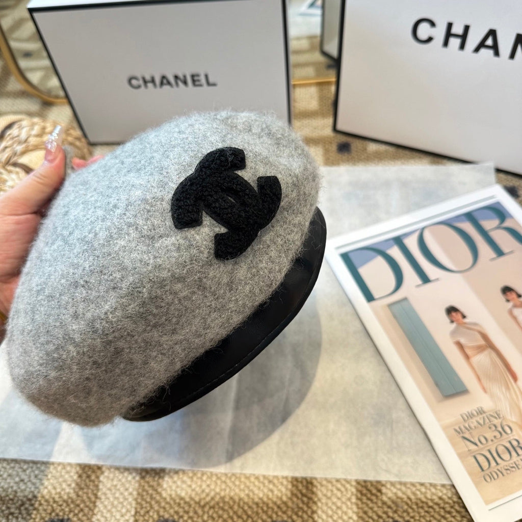 Chanel New Wool Beret Grey 960042
