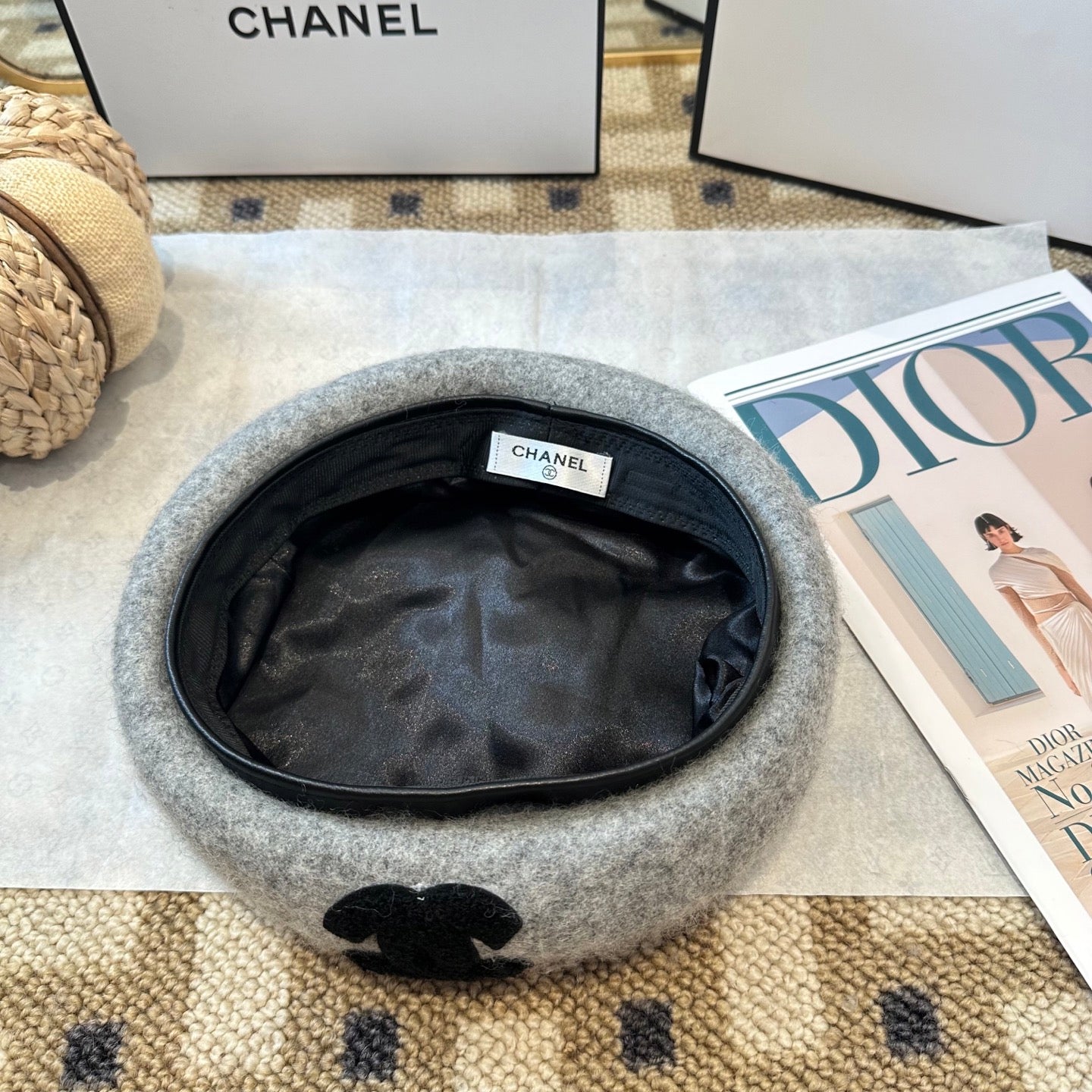 Chanel New Wool Beret Grey 960042