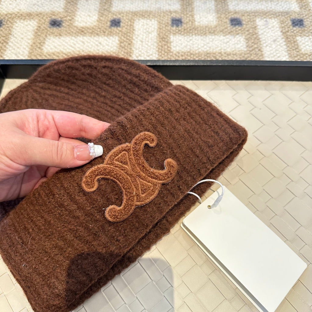 Celine 2025 Fall/Winter New Wool Brown Hat 960098