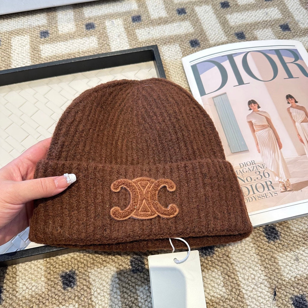 Celine 2025 Fall/Winter New Wool Brown Hat 960098