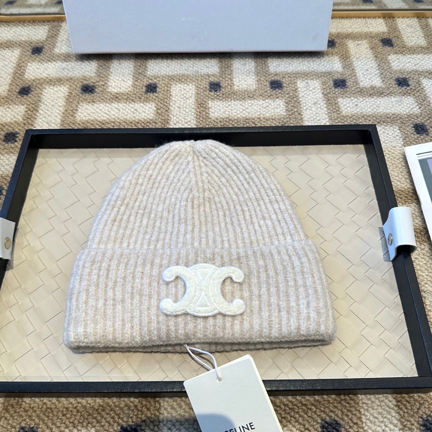 Celine 2025 Fall/Winter New Wool Cream Hat 960099
