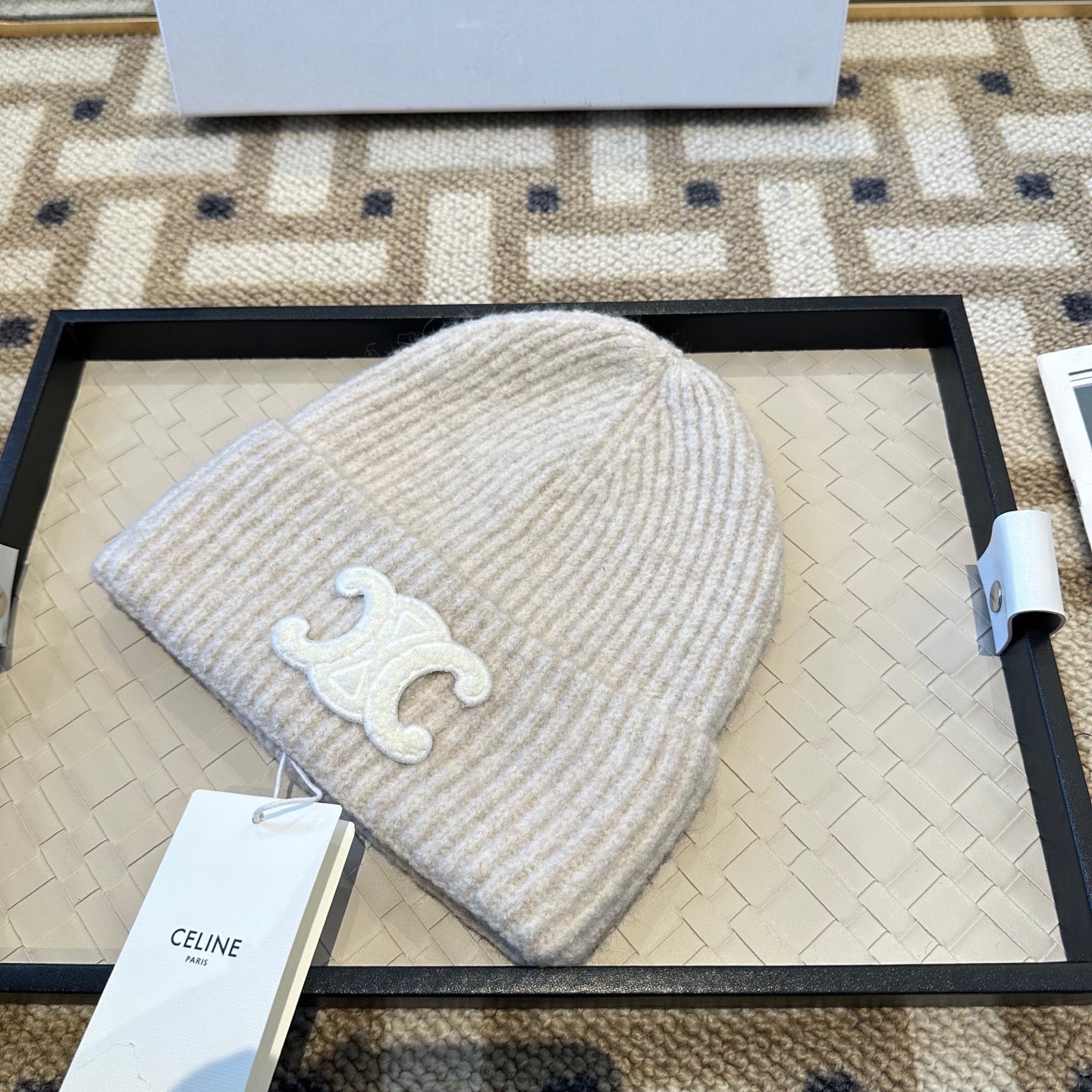 Celine 2025 Fall/Winter New Wool Cream Hat 960099