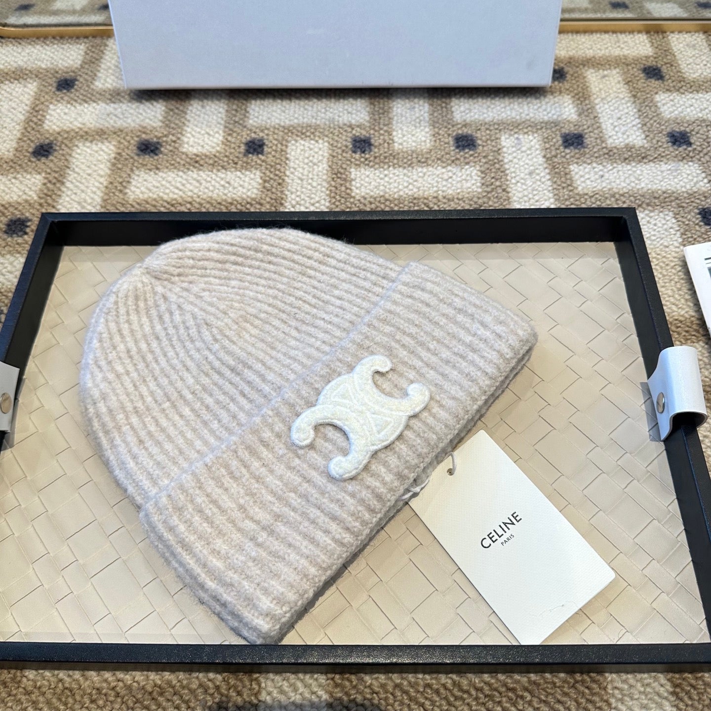 Celine 2025 Fall/Winter New Wool Cream Hat 960099