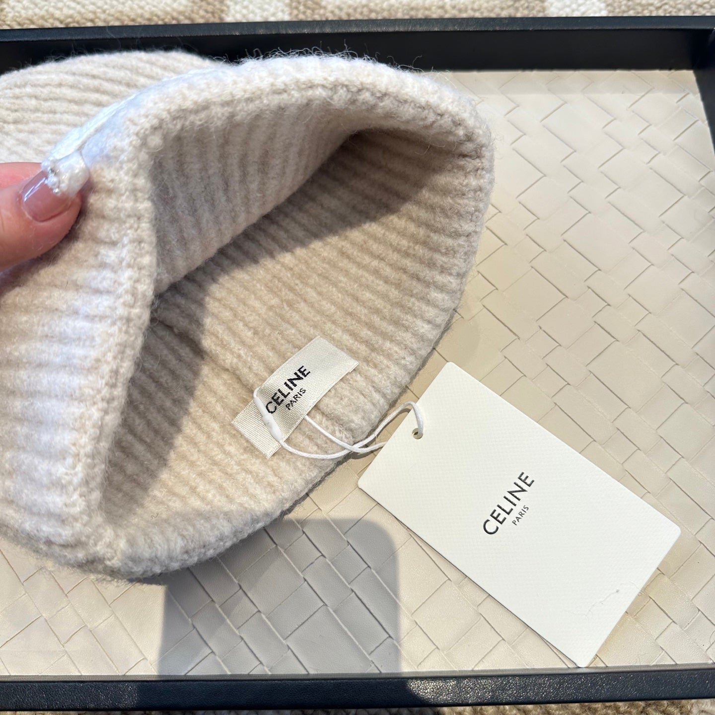 Celine 2025 Fall/Winter New Wool Cream Hat 960099