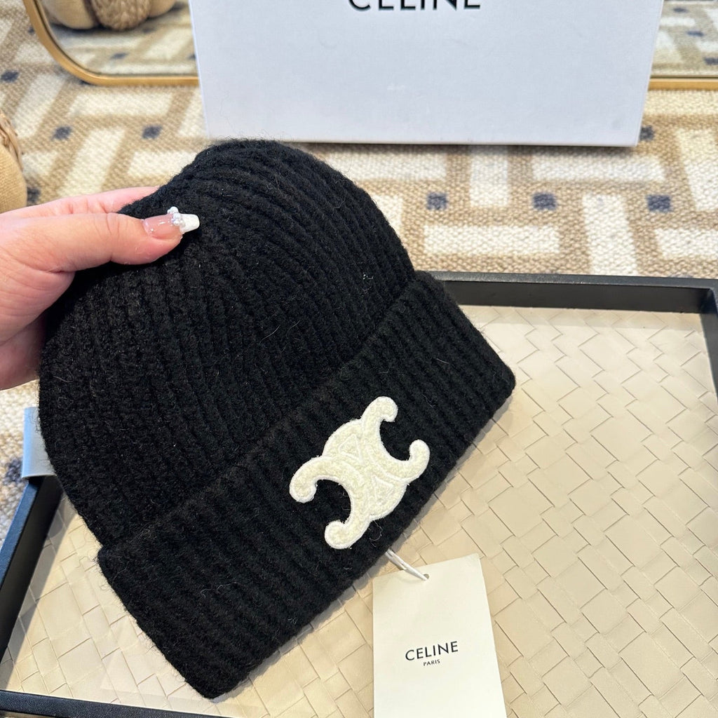 Celine 2025 Fall/Winter New Wool Black Hat 960100