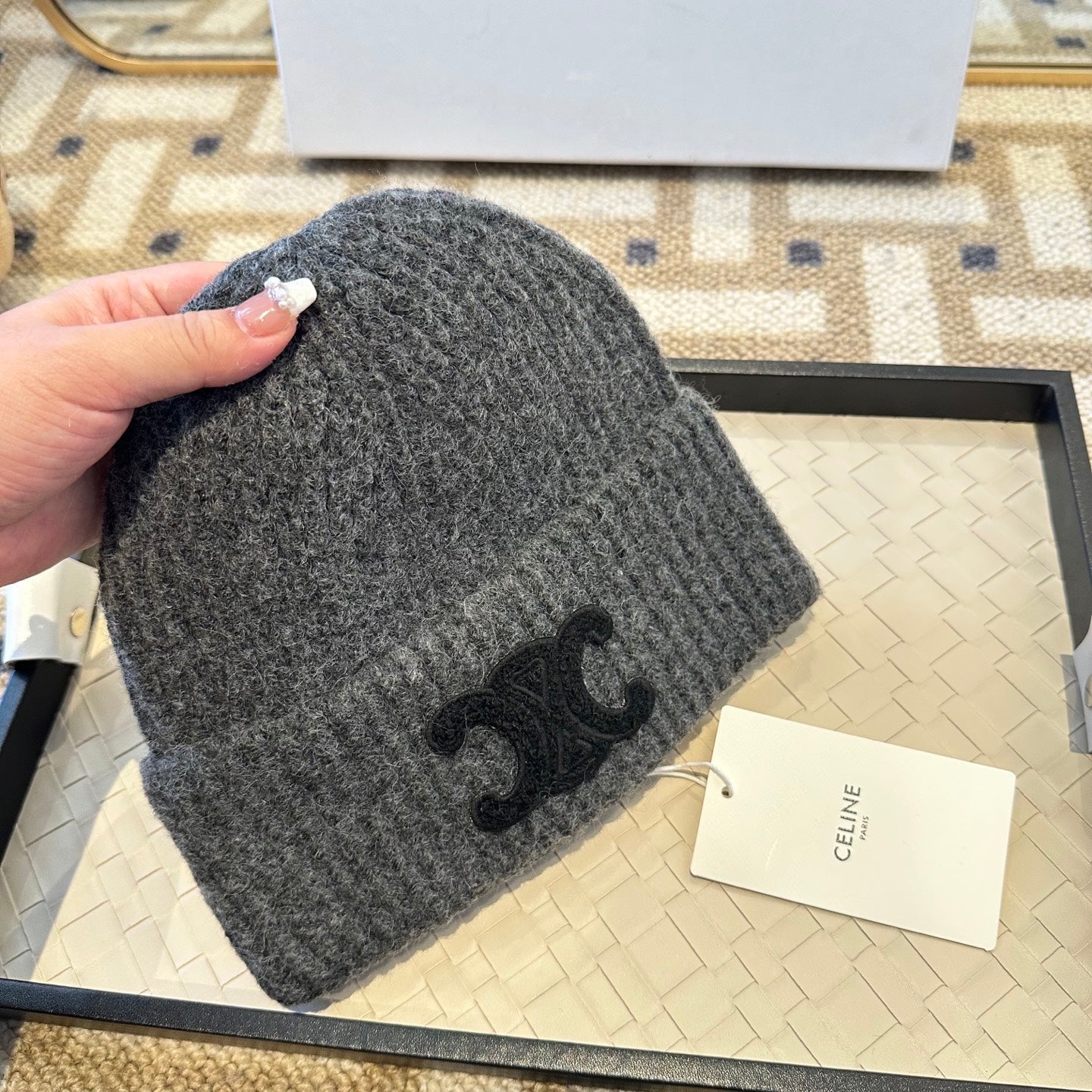 Celine 2025 Fall/Winter New Wool Grey Hat 960101