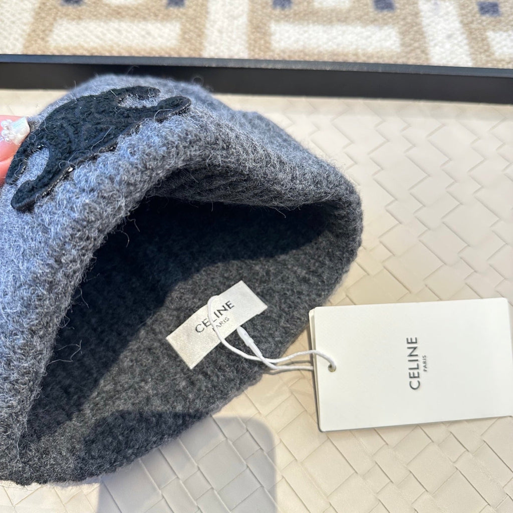 Celine 2025 Fall/Winter New Wool Grey Hat 960101