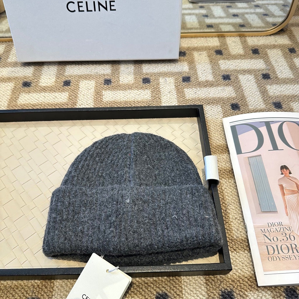 Celine 2025 Fall/Winter New Wool Grey Hat 960101