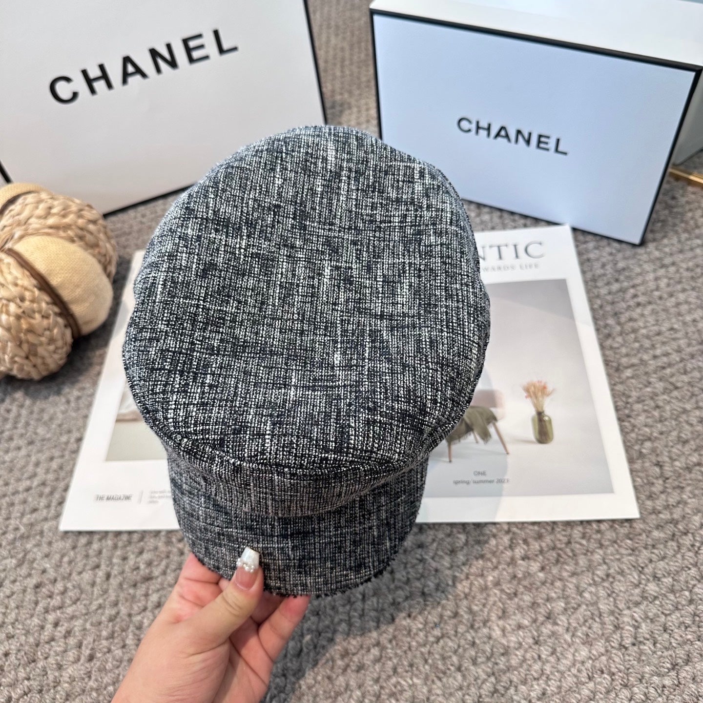 Chanel New Military Cap Grey Jean 960054