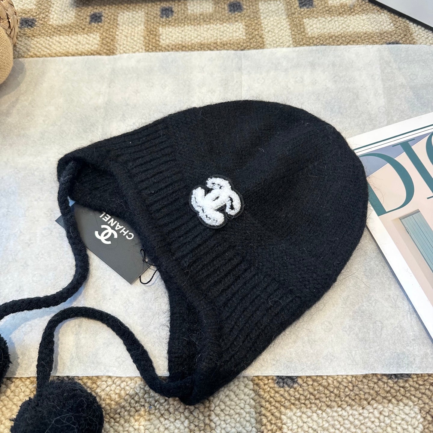Chanel Fall/Winter Black Wool Knitting Beanie 960070