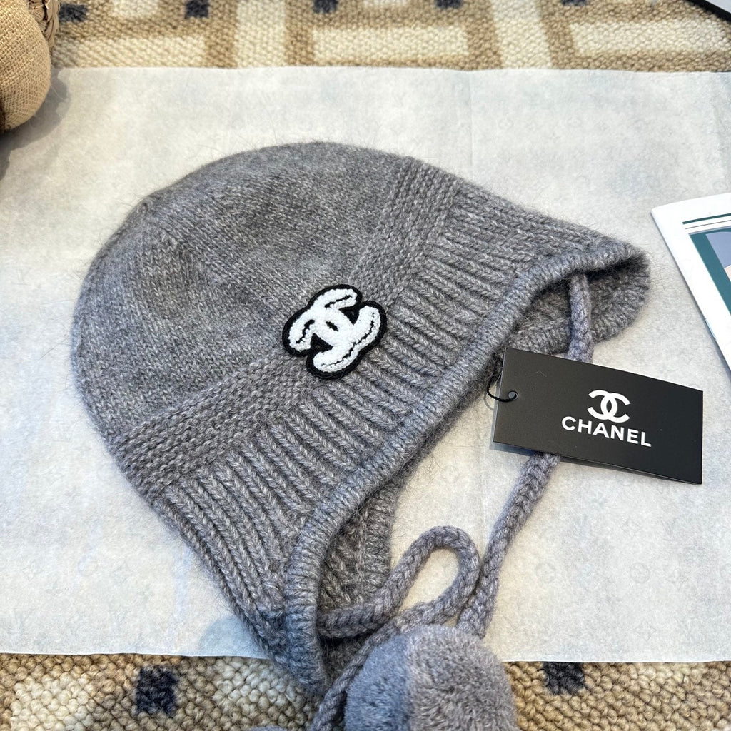 Chanel Fall/Winter Grey Wool Knitting Beanie 960071