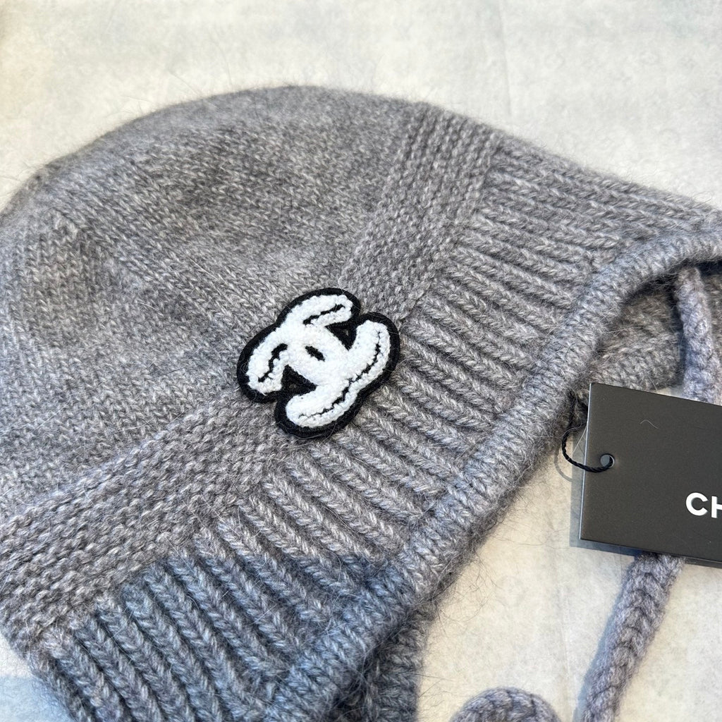 Chanel Fall/Winter Grey Wool Knitting Beanie 960071