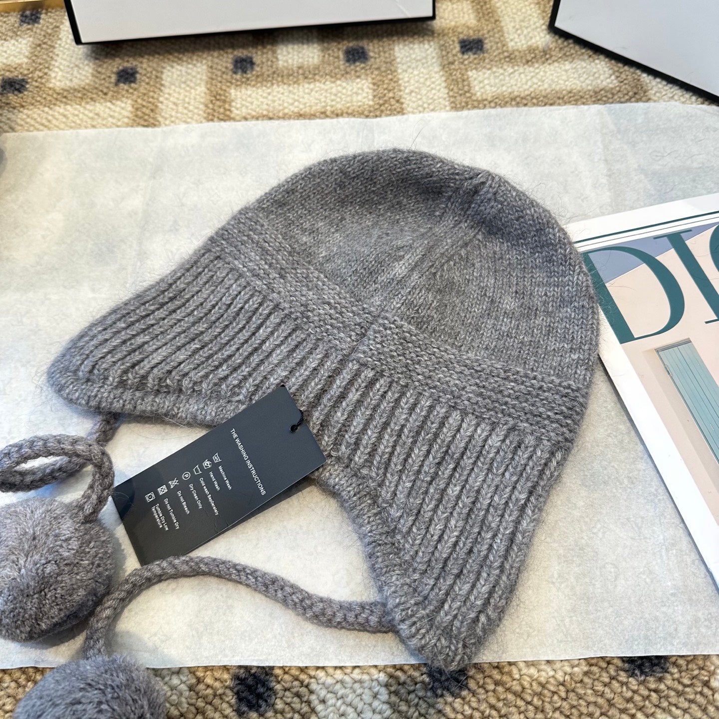 Chanel Fall/Winter Grey Wool Knitting Beanie 960071