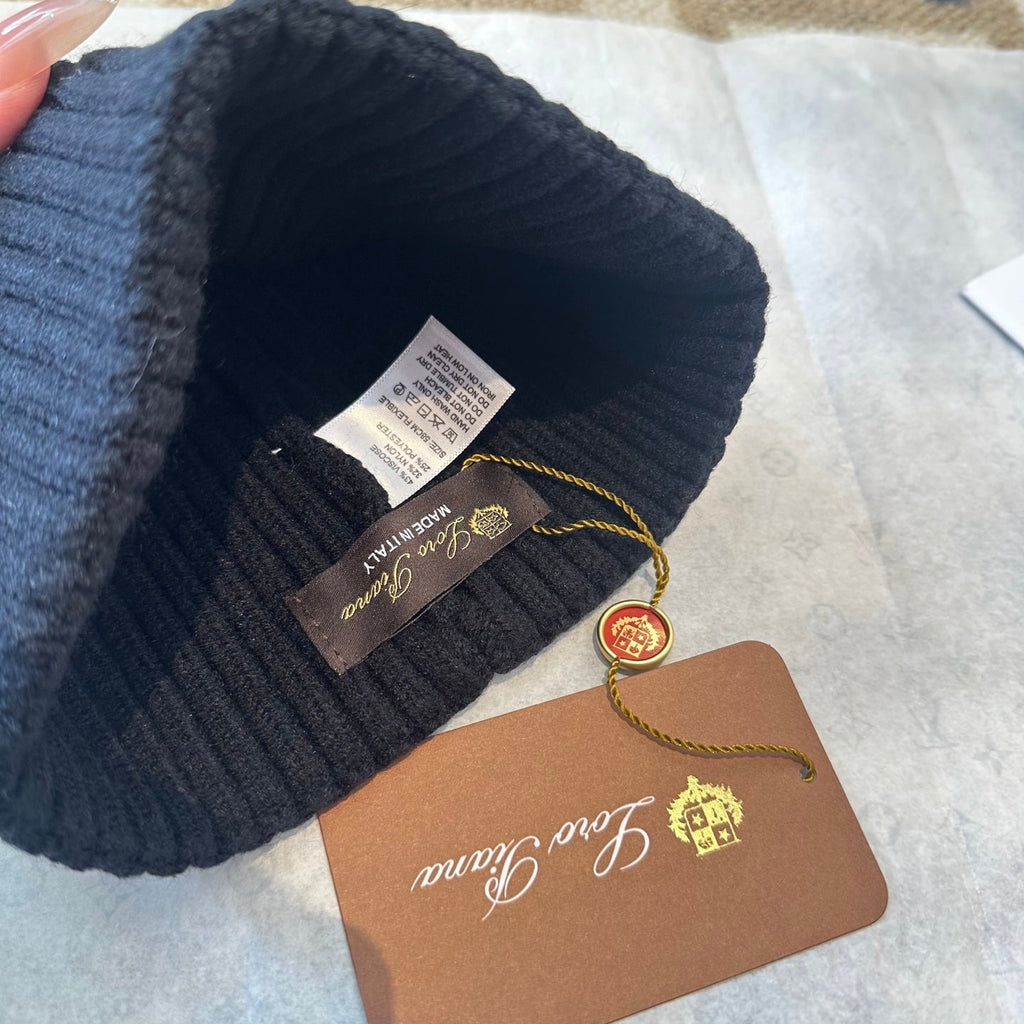 Loro Piana Classic New Style Black Hat Knitting 961814