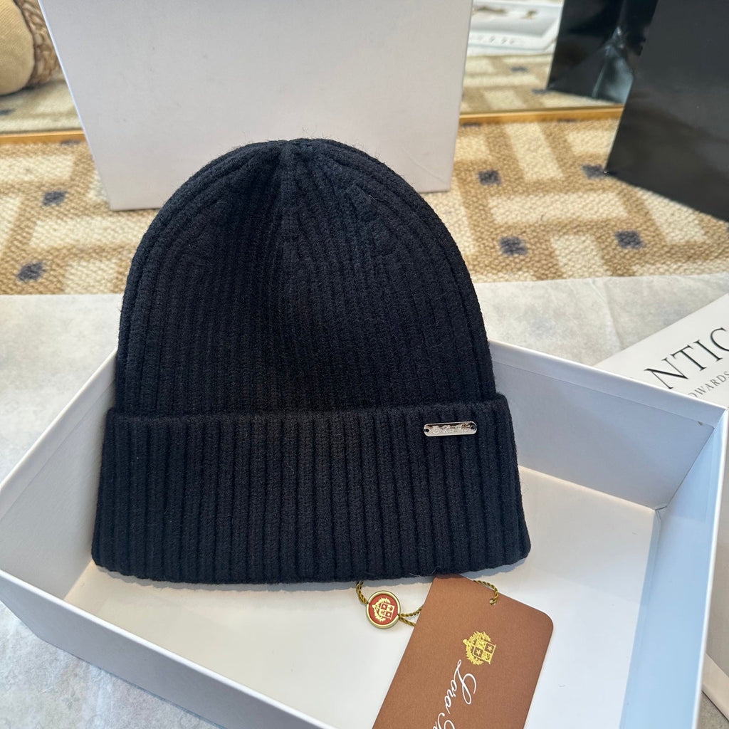 Loro Piana Classic New Style Black Hat Knitting 961814