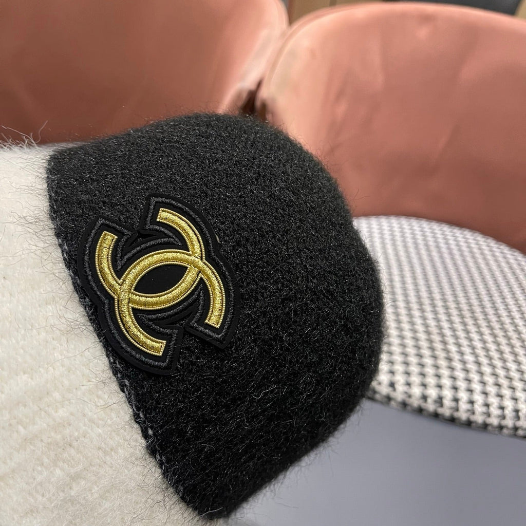 Chanel Women's Plush Bucket Black mix White Hat 980037