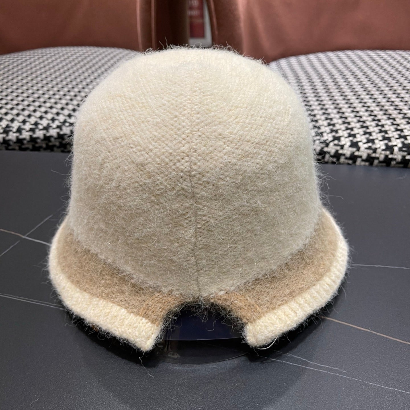 Chanel Women's Plush Bucket Ivory mix Beige Hat 980038