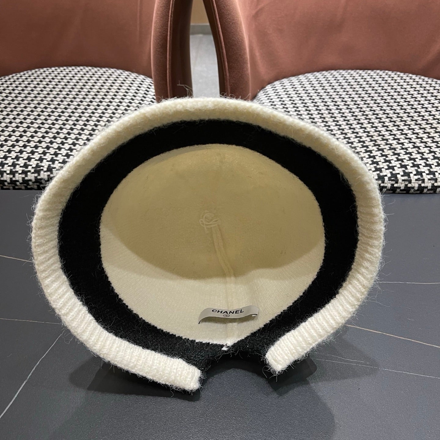Chanel Women's Plush Bucket White mix Black Hat 980039