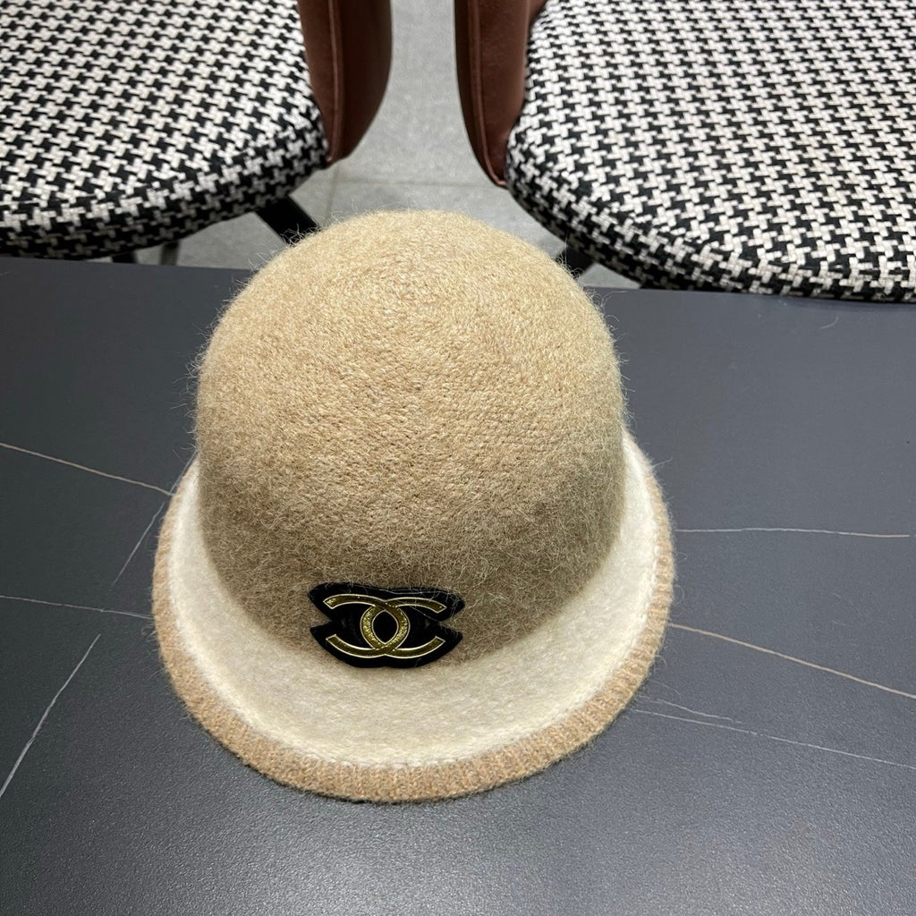 Chanel Women's Plush Bucket Beige mix Ivory Hat 980040