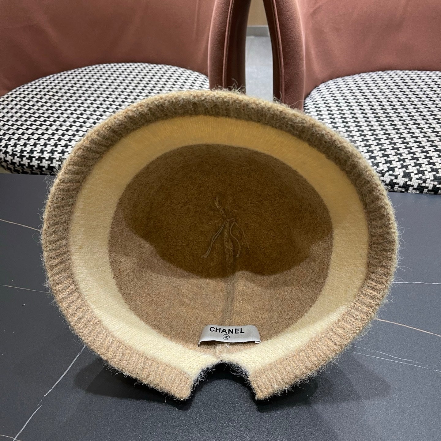 Chanel Women's Plush Bucket Beige mix Ivory Hat 980040