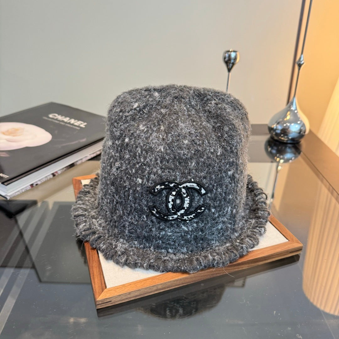 Chanel New Knitted Bucket Hat Gray in Fibrous 980144
