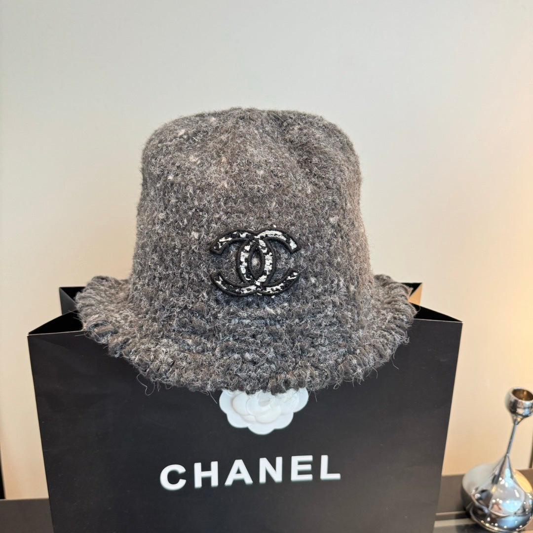 Chanel New Knitted Bucket Hat Gray in Fibrous 980144