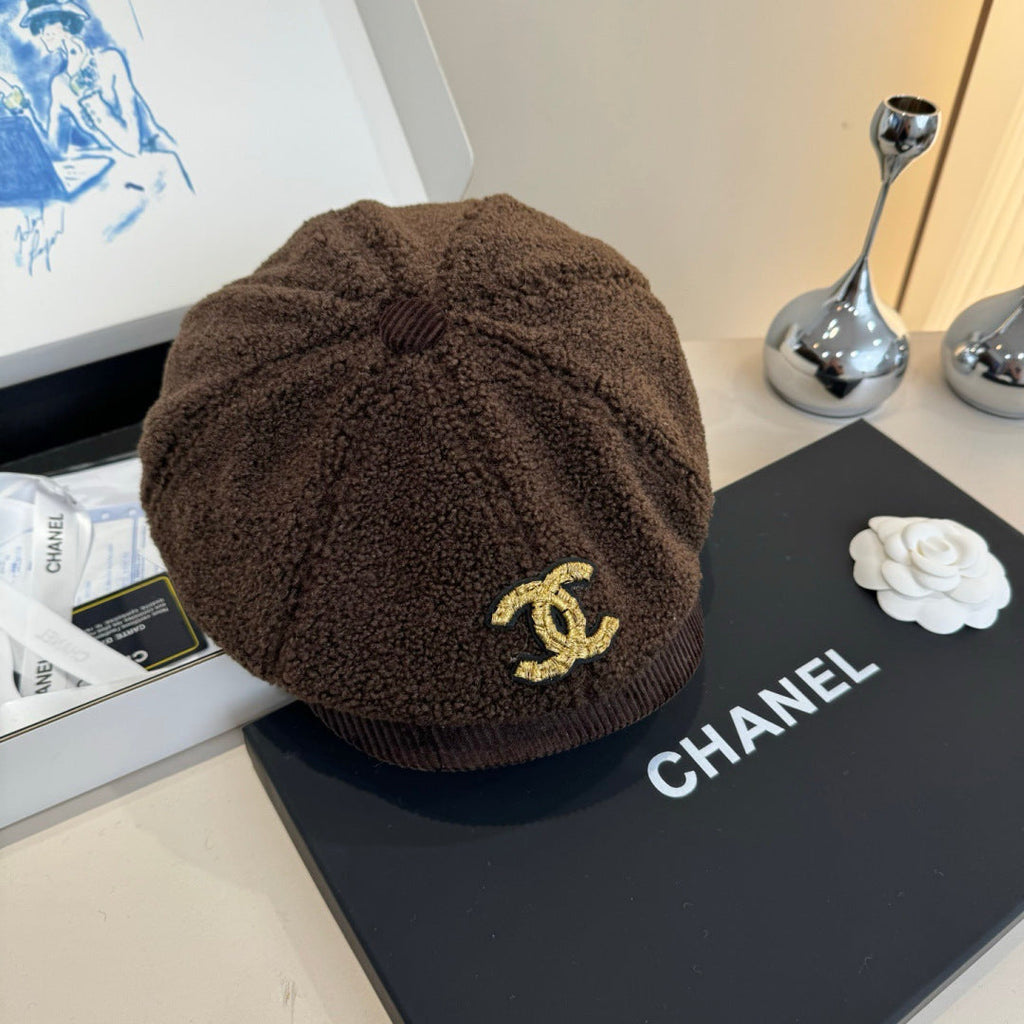 Chanel Wool Cap Brown in Fibrous 980126