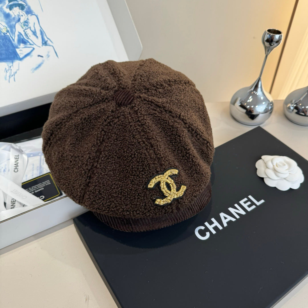Chanel Wool Cap Brown in Fibrous 980126