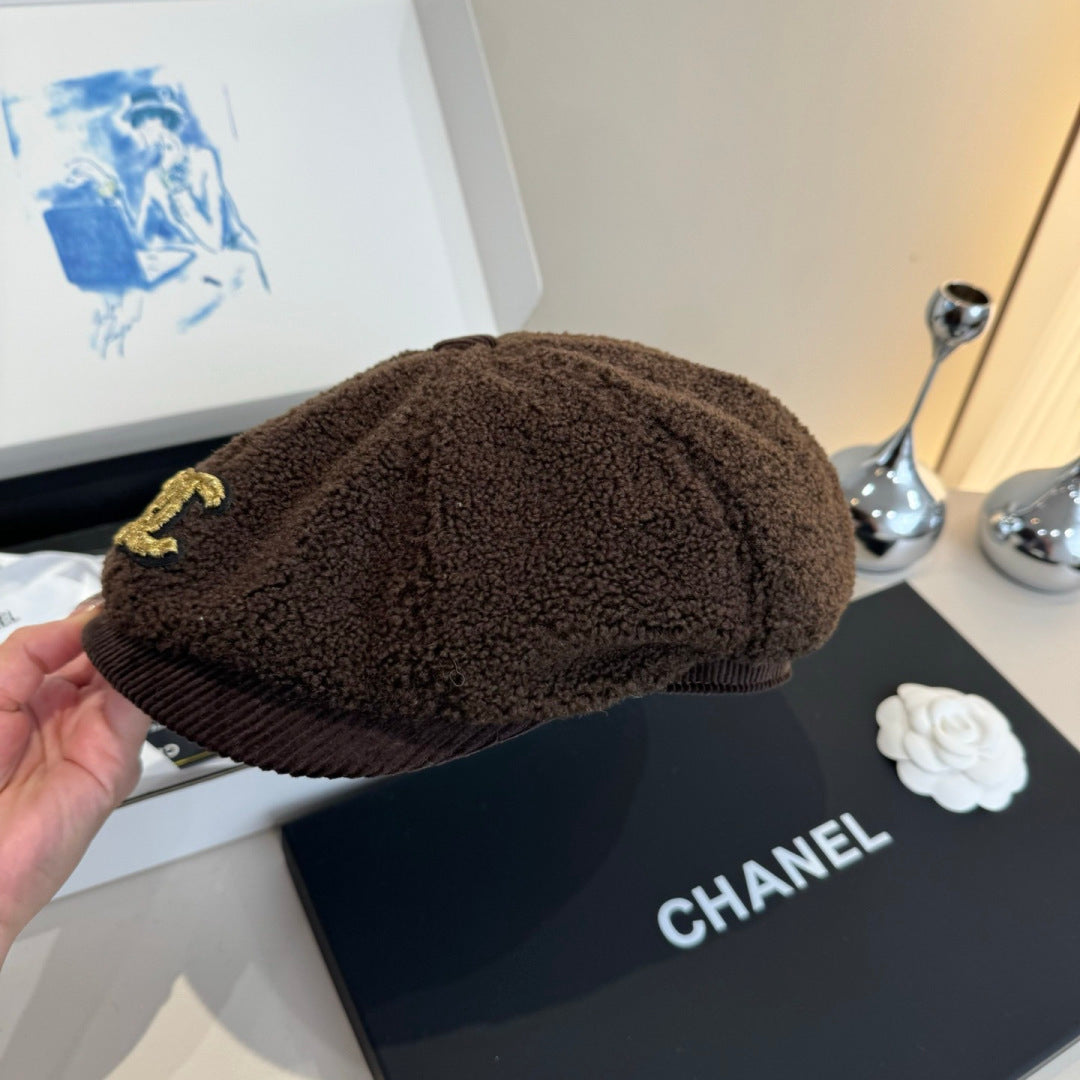 Chanel Wool Cap Brown in Fibrous 980126