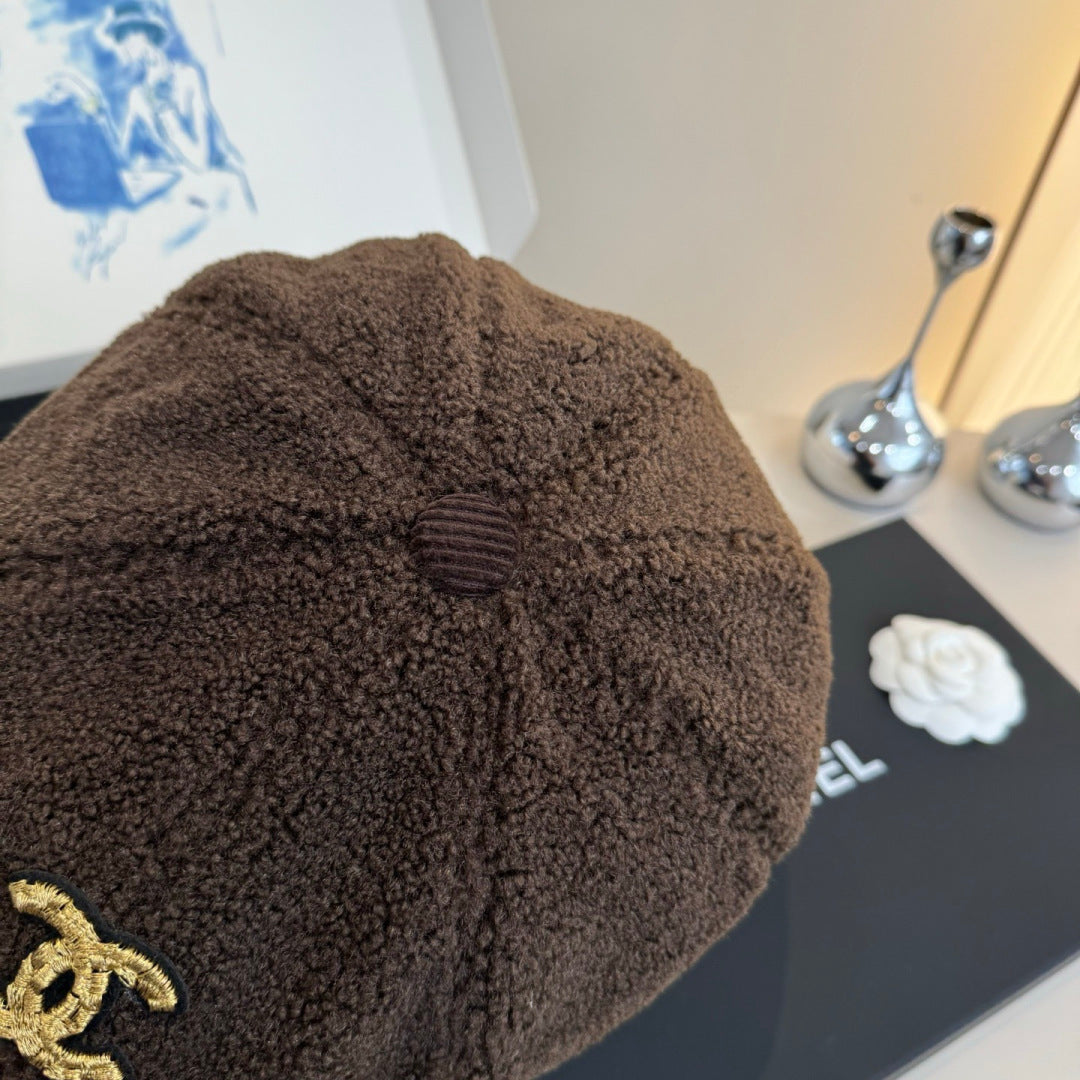 Chanel Wool Cap Brown in Fibrous 980126