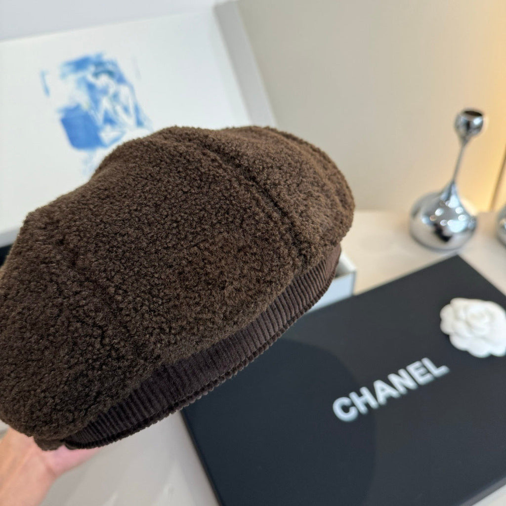 Chanel Wool Cap Brown in Fibrous 980126