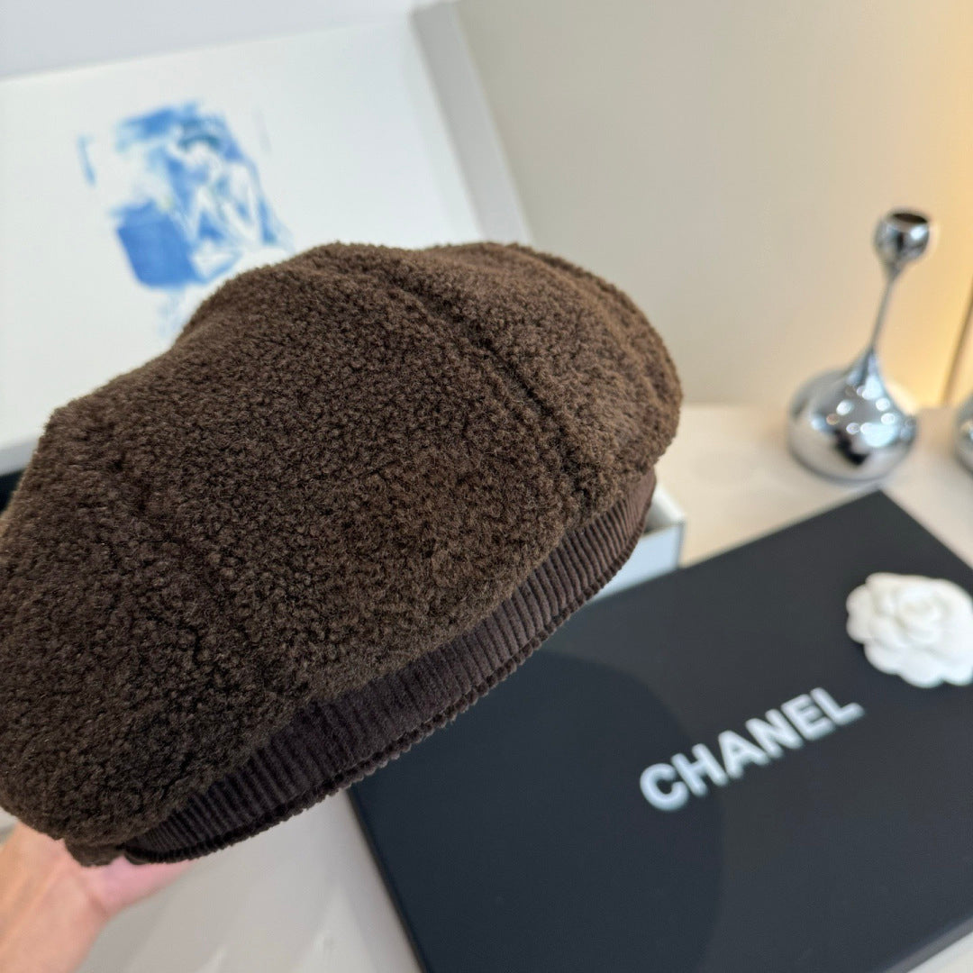 Chanel Wool Cap Brown in Fibrous 980126