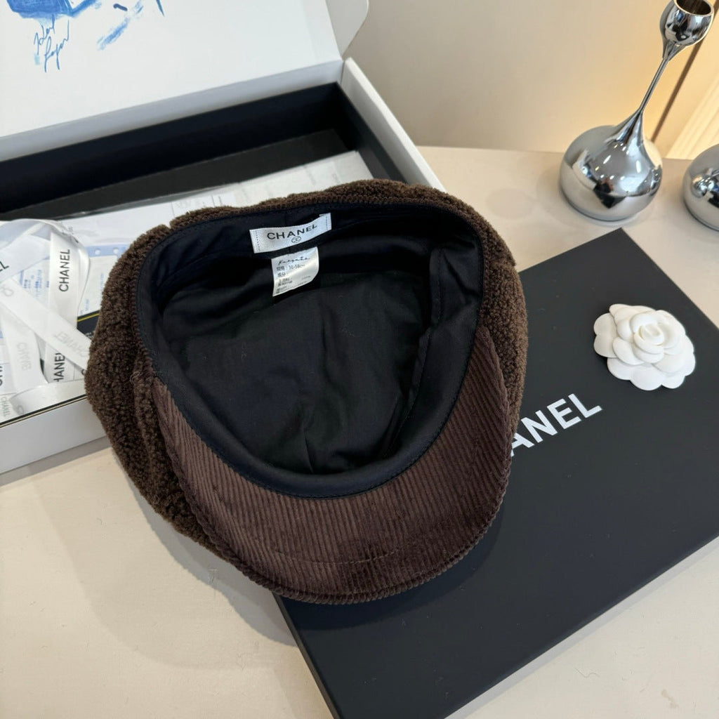 Chanel Wool Cap Brown in Fibrous 980126