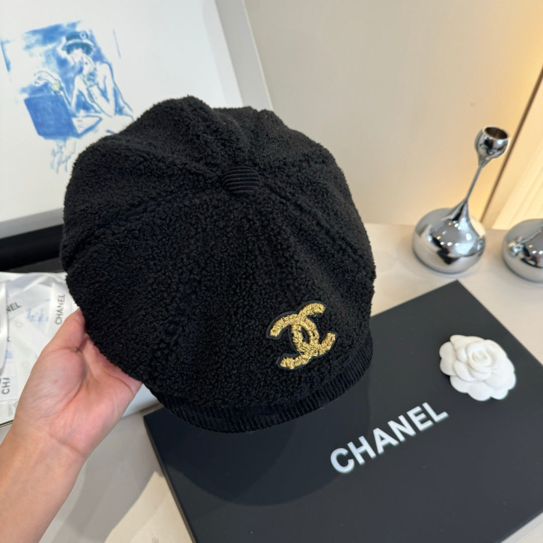 Chanel Wool Cap Black in Fibrous 980125
