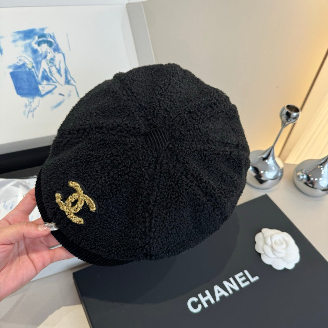 Chanel Wool Cap Black in Fibrous 980125