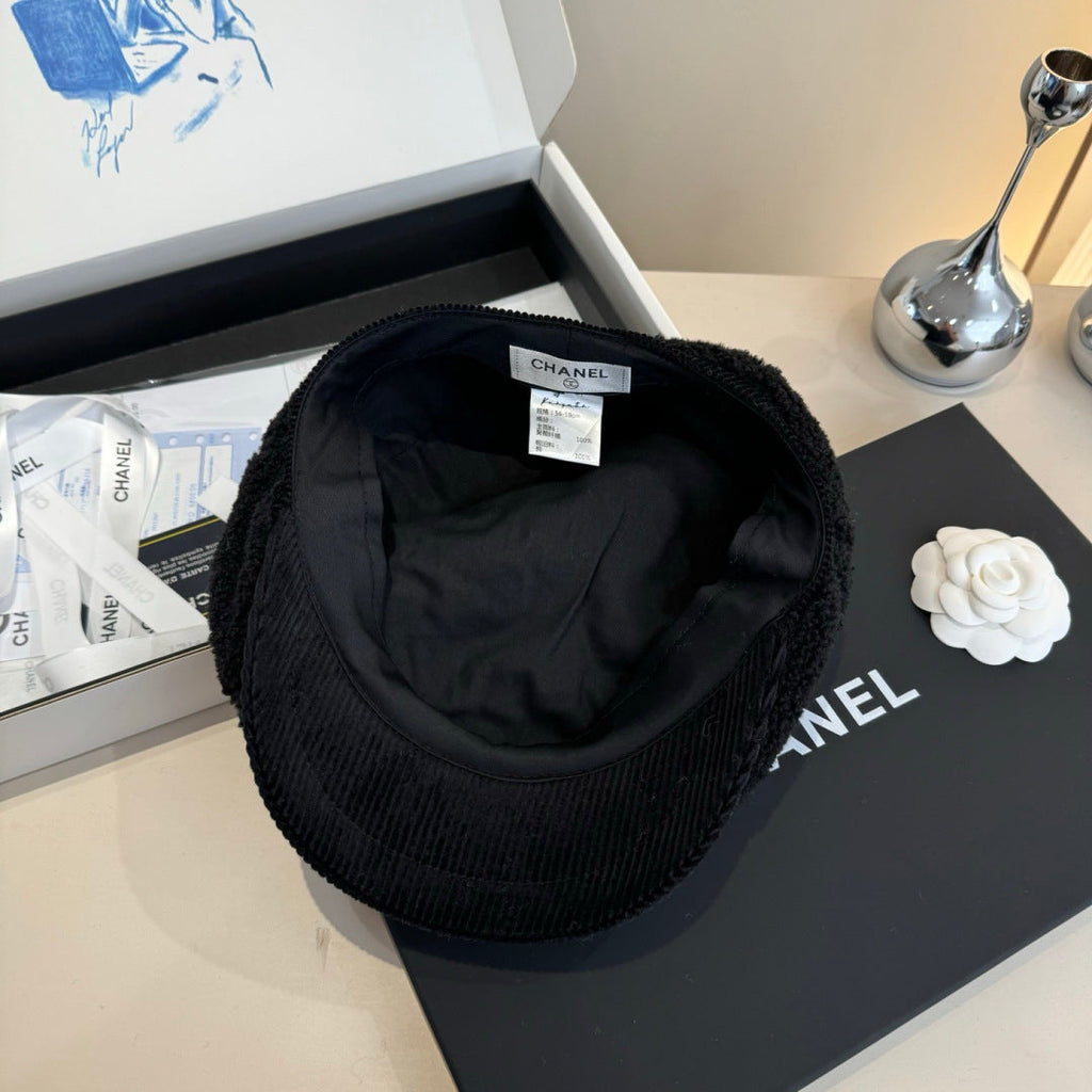 Chanel Wool Cap Black in Fibrous 980125