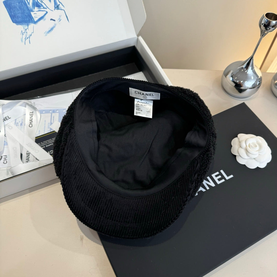 Chanel Wool Cap Black in Fibrous 980125