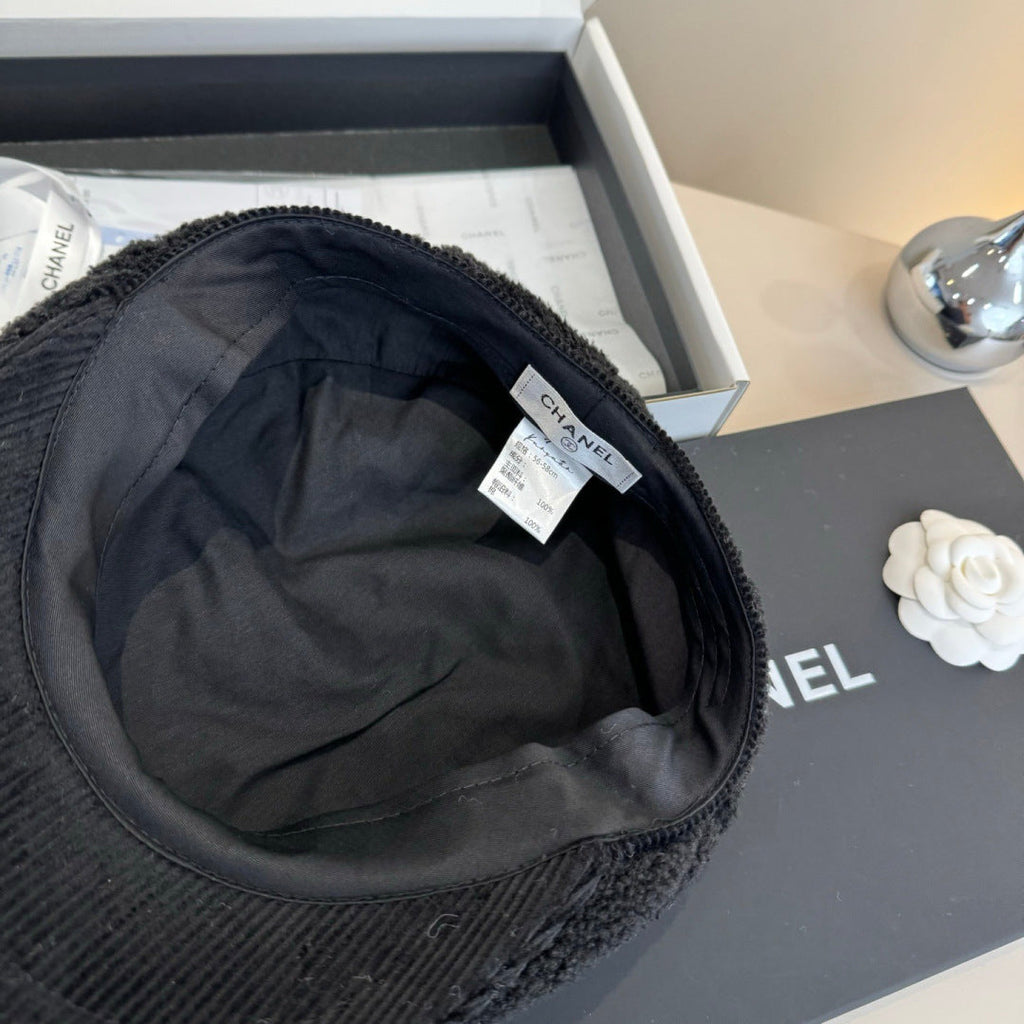 Chanel Wool Cap Black in Fibrous 980125