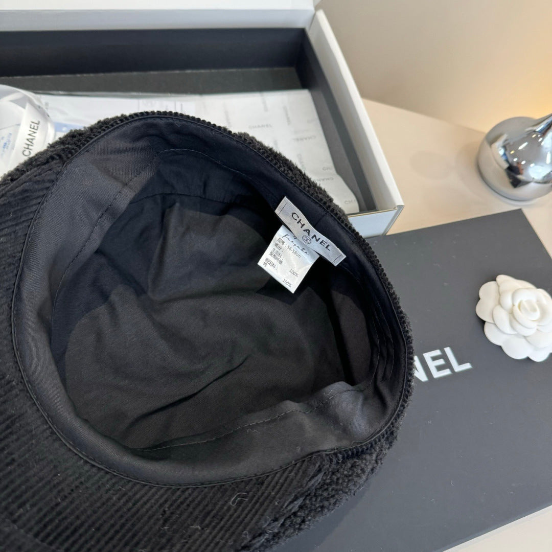 Chanel Wool Cap Black in Fibrous 980125