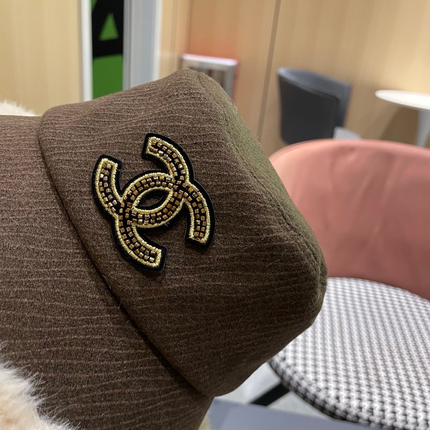 Chanel Korean Style Bucket Hat Brown Plush Fleece 979916