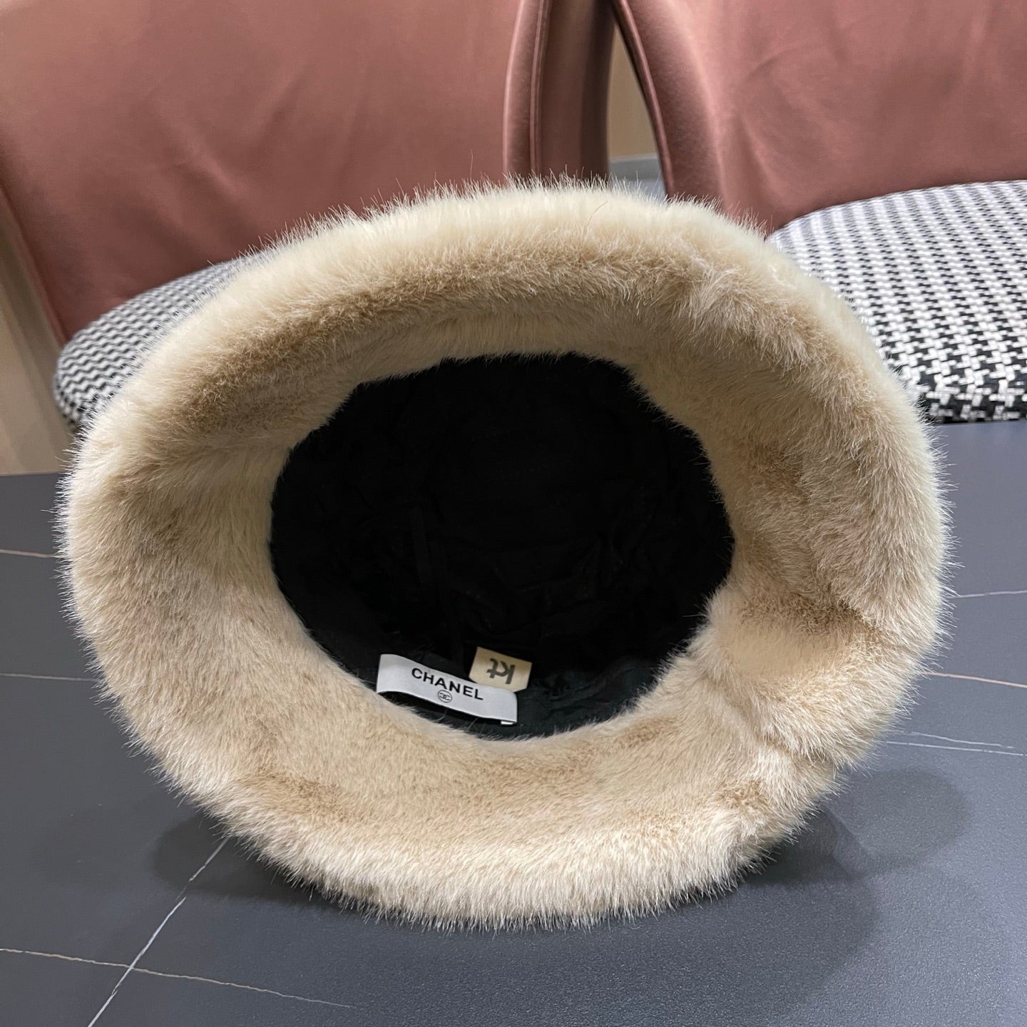 Chanel Korean Style Bucket Hat Brown Plush Fleece 979916