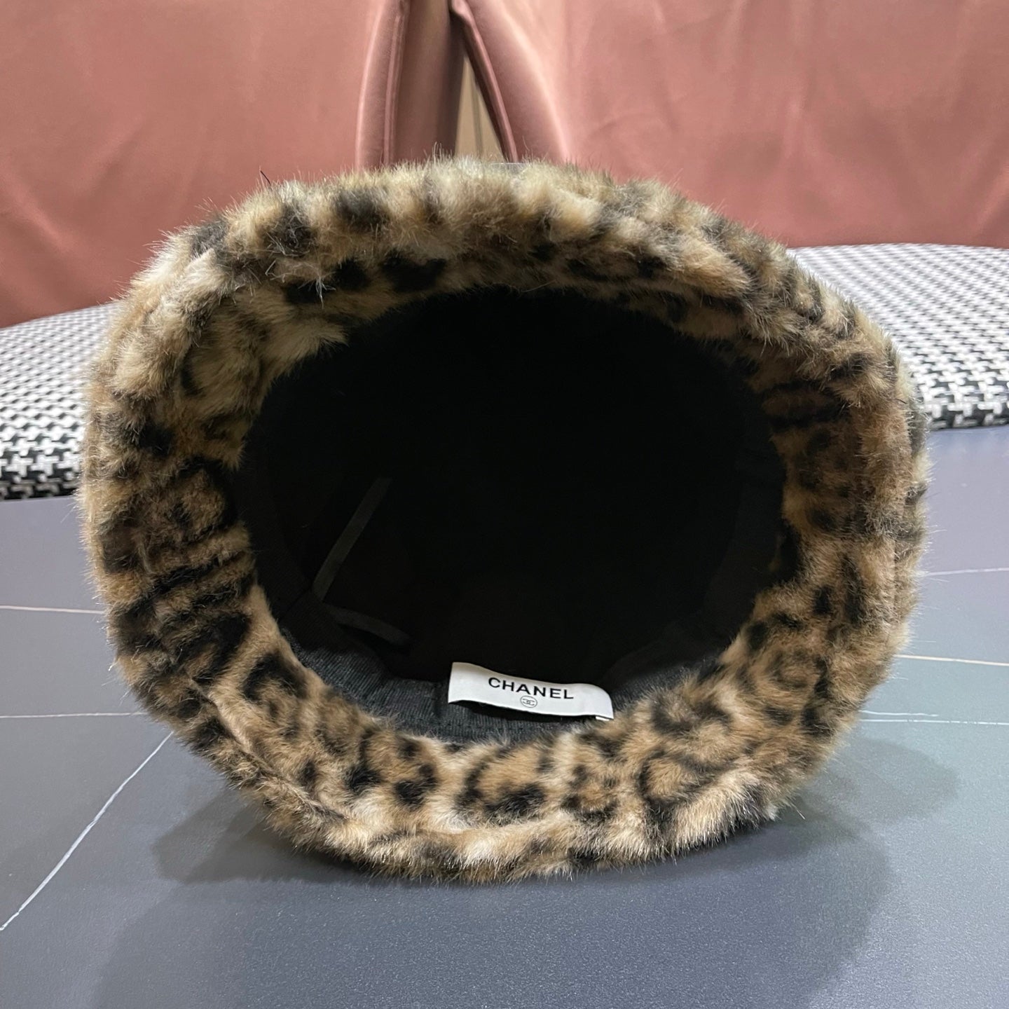 Chanel Korean Style Leopard Print Light Brown Plush Hat 979910