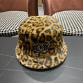 Chanel Korean Style Leopard Print Dark Brown Plush Hat 979909