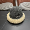 Chanel Womens Gray Plush Bucket Hat 979884
